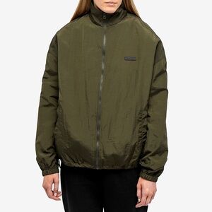 Adanola Women's Nylon Track Zip Jacket in Green Lightweight Windbreaker XL